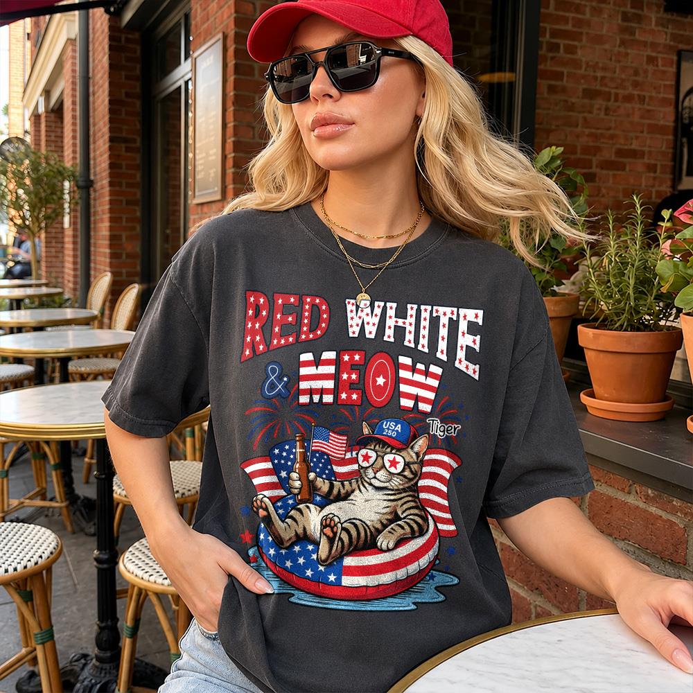 Red White Meow, Custom Photo Pet Shirt, America 250th Anniversary Gifts For Dog Cat Lovers, Dog Dad And Mom, Cat Owners T1807 Hv01 