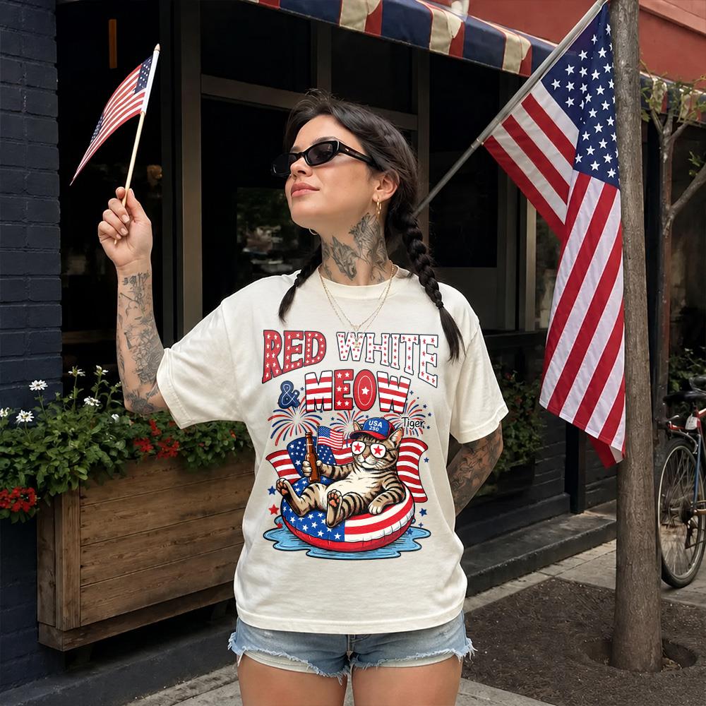 Red White Meow, Custom Photo Pet Shirt, America 250th Anniversary Gifts For Dog Cat Lovers, Dog Dad And Mom, Cat Owners T1807 Hv01 