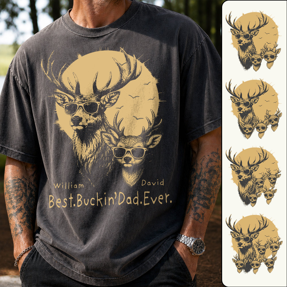 Personalized Best Buckin' Dad Ever T-Shirt Father Day Gifts for Dad Funny Papa Tshirt Cool Daddy Hunting Tee Vr2 Hv01