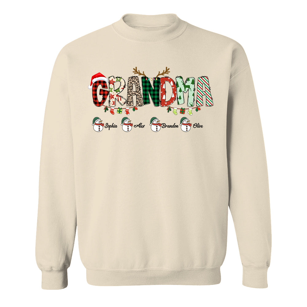 Grandma Sweatshirt, Custom Grandkids Name Shirt, Christmas Grandma Shirt, Christmas Shirt, Christmas Sweatshirt, Christmas Gift For Grandma Nh00