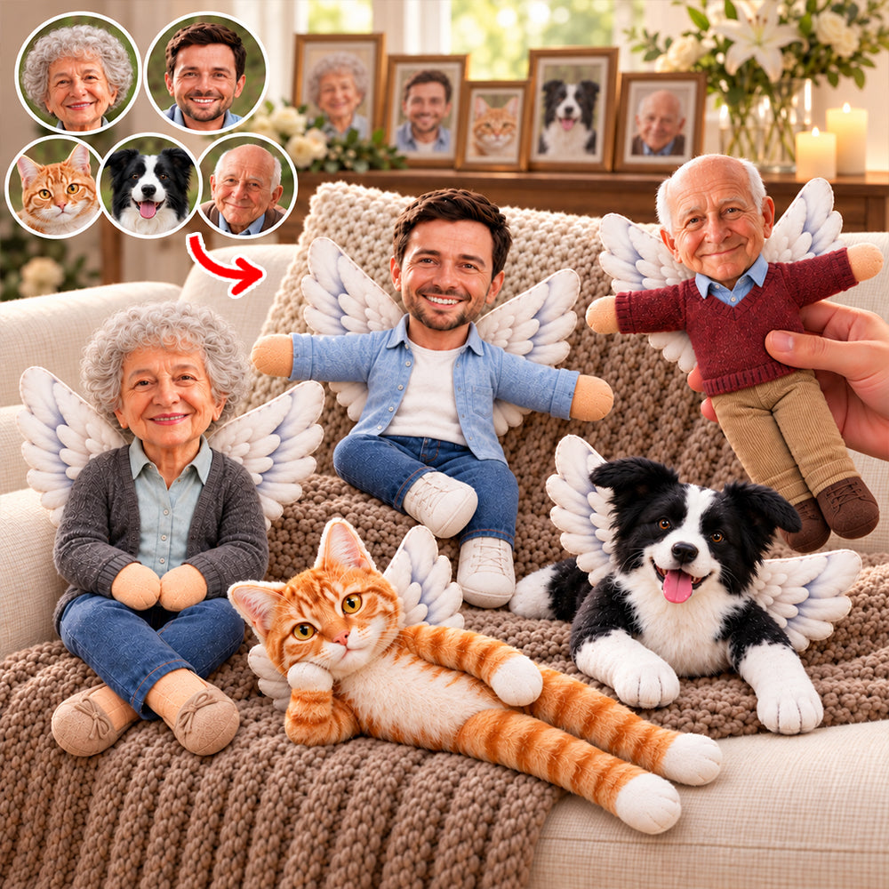 Personalized Memorial Squishy Toy Poseable Plush Doll, Custom Upload Photo In Loving Memory Gift T1807 NV01 DH09