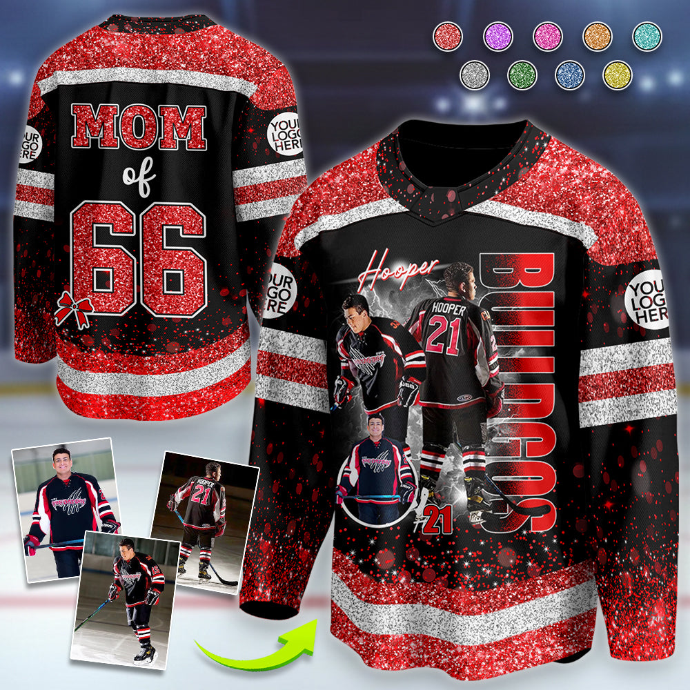 Custom Photo Ice Hockey Jersey For Ice Hockey Lovers - Personalized Ice Hockey Shirt Ice Hockey Mom Grandma Sport Family Lovers Vr2 T1807