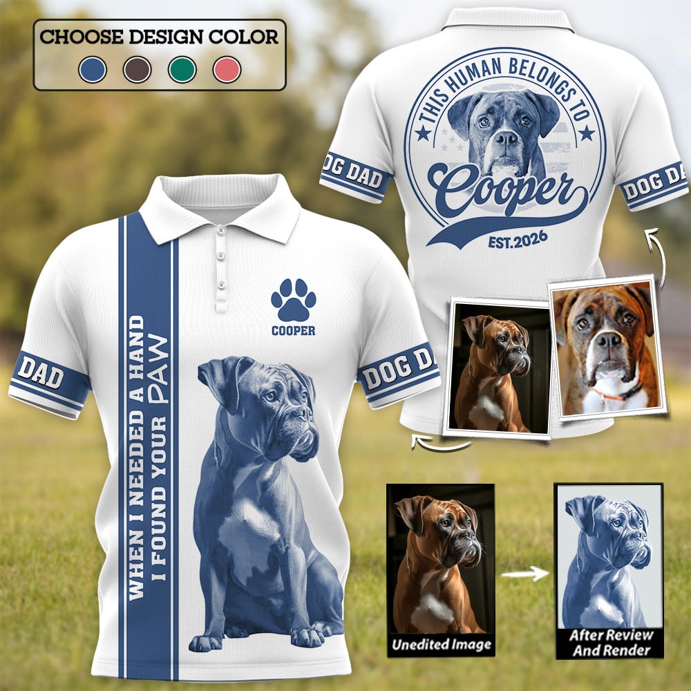 When Needed A Hand I Found Your Paw - Personalized Dog Dad Mom Shirt - Custom Photo Gift For Dog Lovers T1807