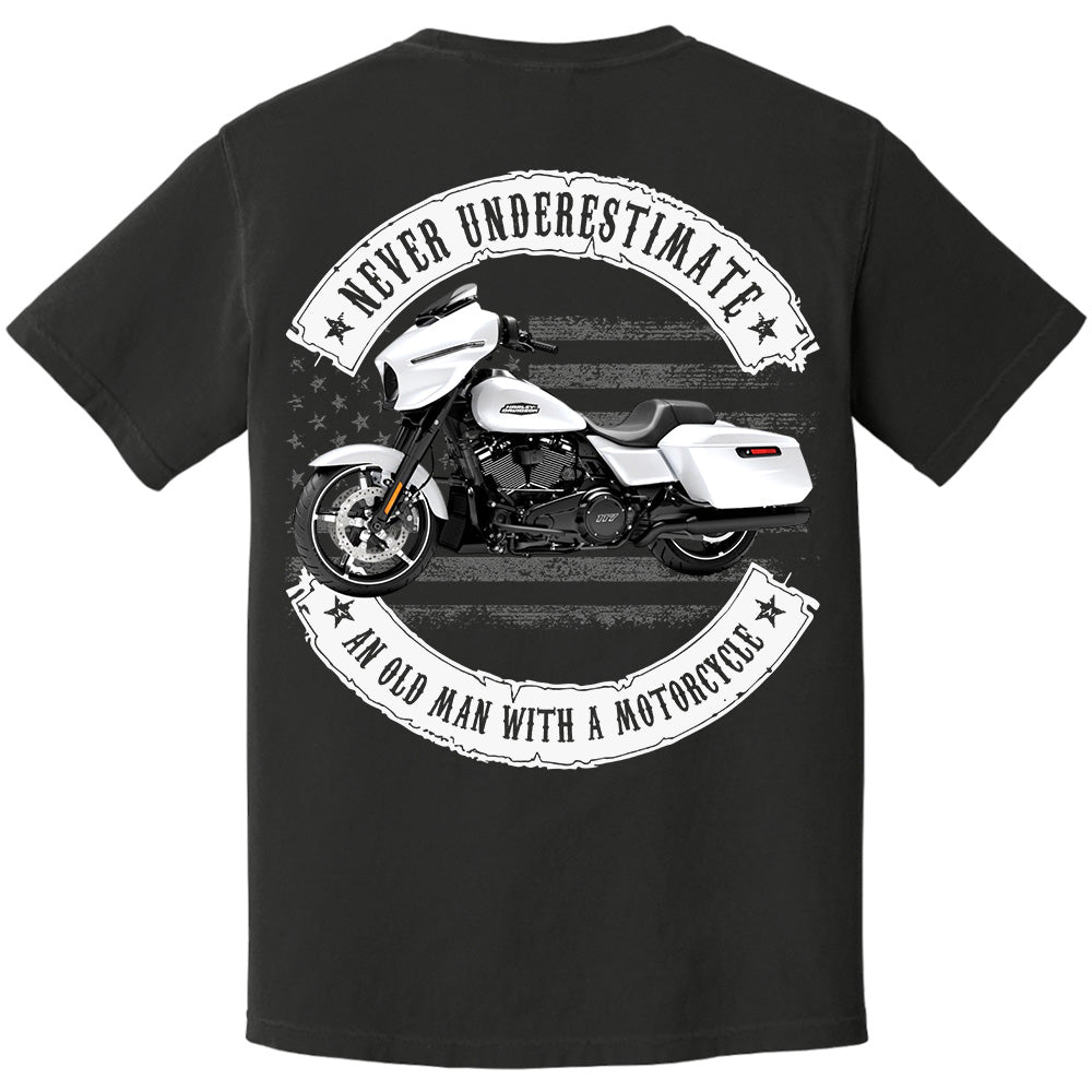 Never Underestimate An Old Man With A Motorcycle - Personalized Upload Vehicle Photo For Biker A2110