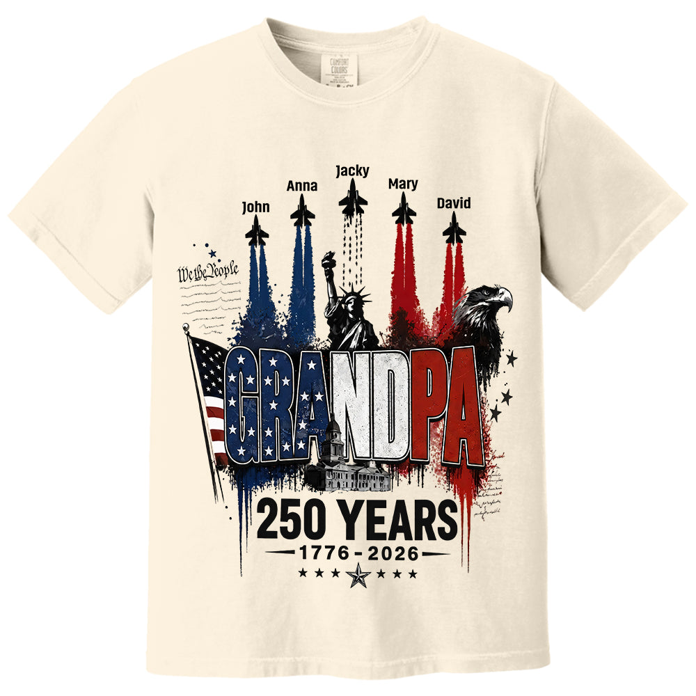 Personalized Dad Grandpa Nation Flag American 250th Anniversary Shirt - Semiquincentennial 1776-2026 Shirt - Cool Father's Day Gift For Dad, Grandpa T1807 VH01