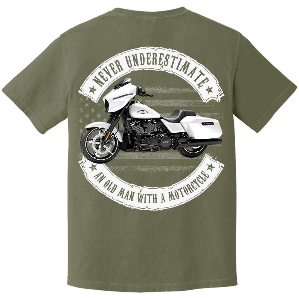 Never Underestimate An Old Man With A Motorcycle - Personalized Upload Vehicle Photo For Biker A2110