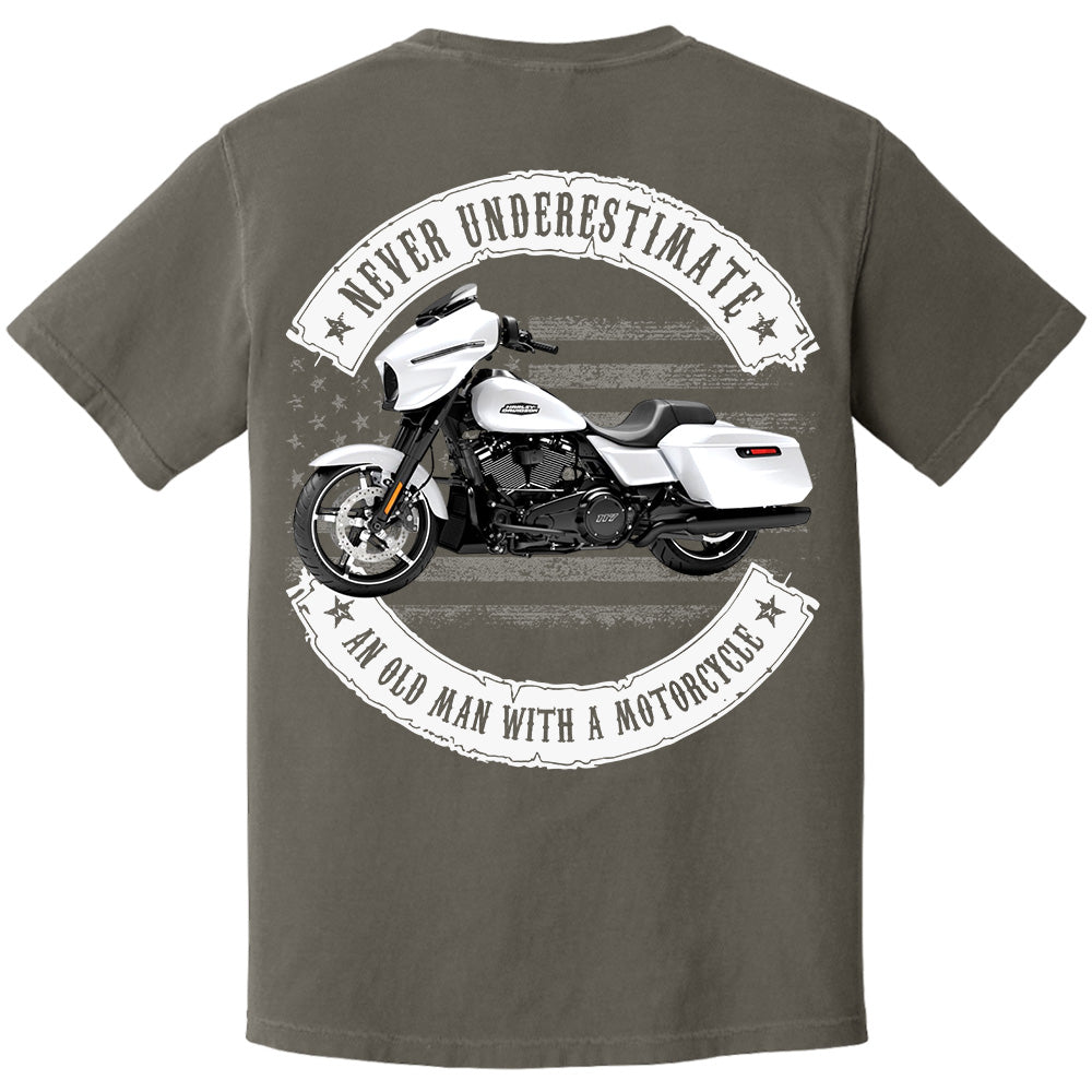 Never Underestimate An Old Man With A Motorcycle - Personalized Upload Vehicle Photo For Biker A2110
