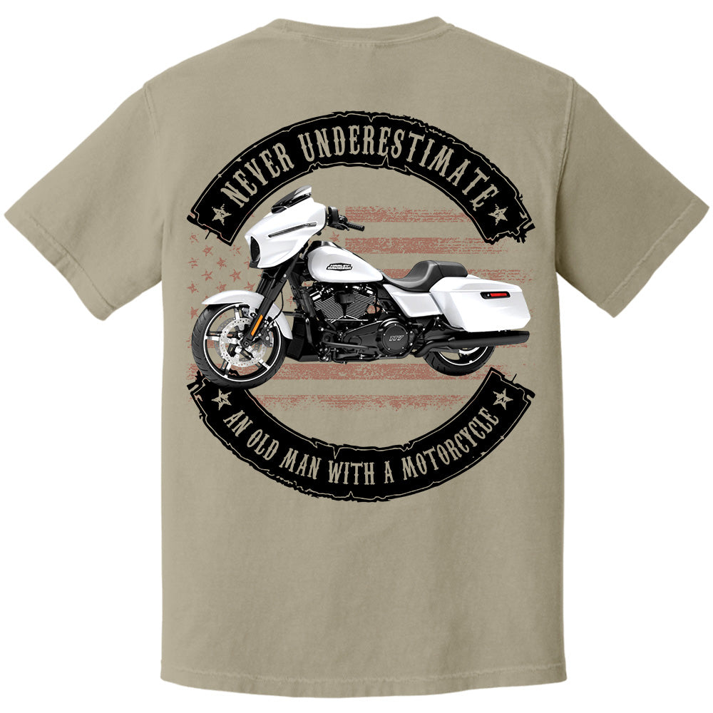 Never Underestimate An Old Man With A Motorcycle - Personalized Upload Vehicle Photo For Biker A2110
