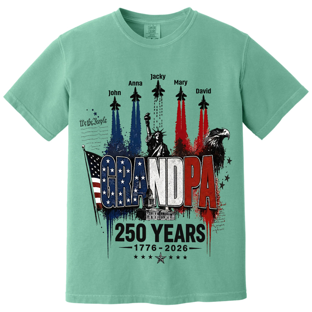 Personalized Dad Grandpa Nation Flag American 250th Anniversary Shirt - Semiquincentennial 1776-2026 Shirt - Cool Father's Day Gift For Dad, Grandpa T1807 VH01