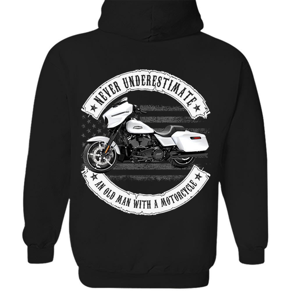 Never Underestimate An Old Man With A Motorcycle - Personalized Upload Vehicle Photo For Biker A2110