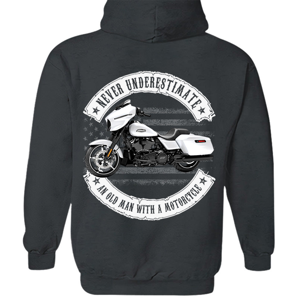 Never Underestimate An Old Man With A Motorcycle - Personalized Upload Vehicle Photo For Biker A2110