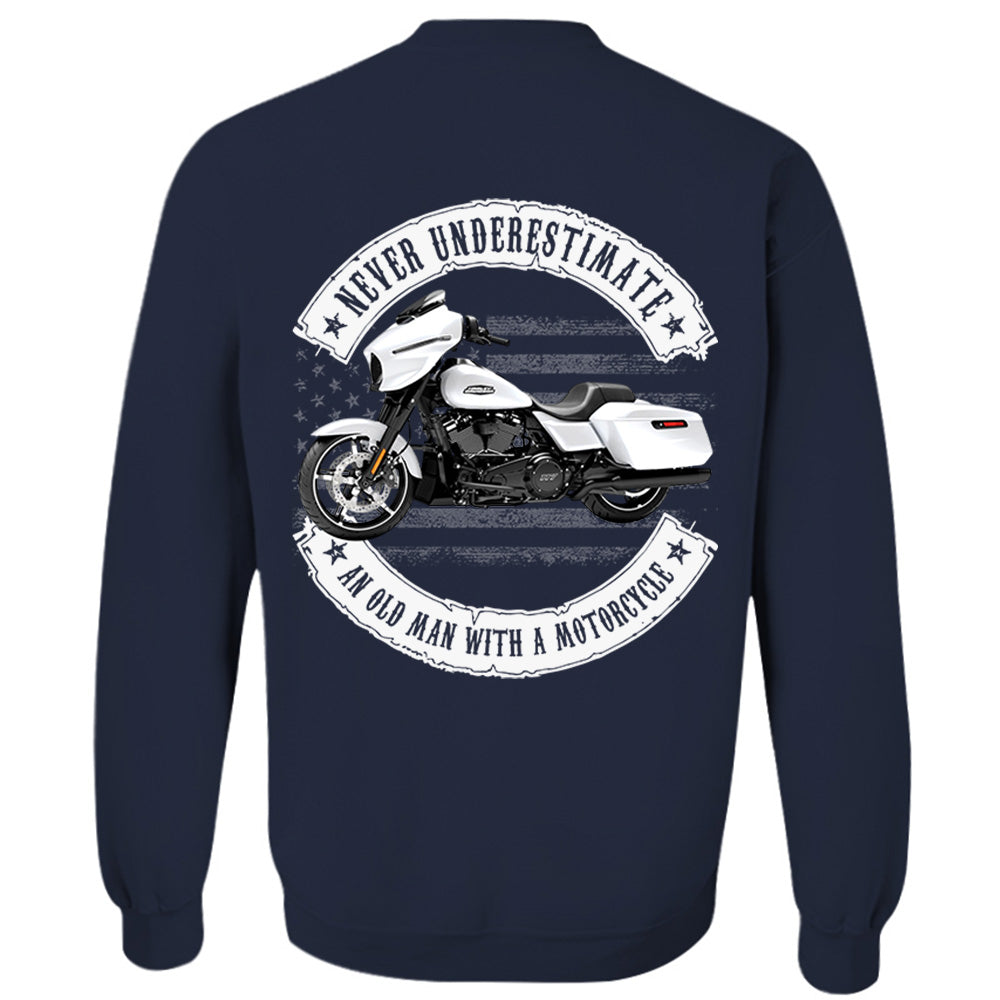 Never Underestimate An Old Man With A Motorcycle - Personalized Upload Vehicle Photo For Biker A2110