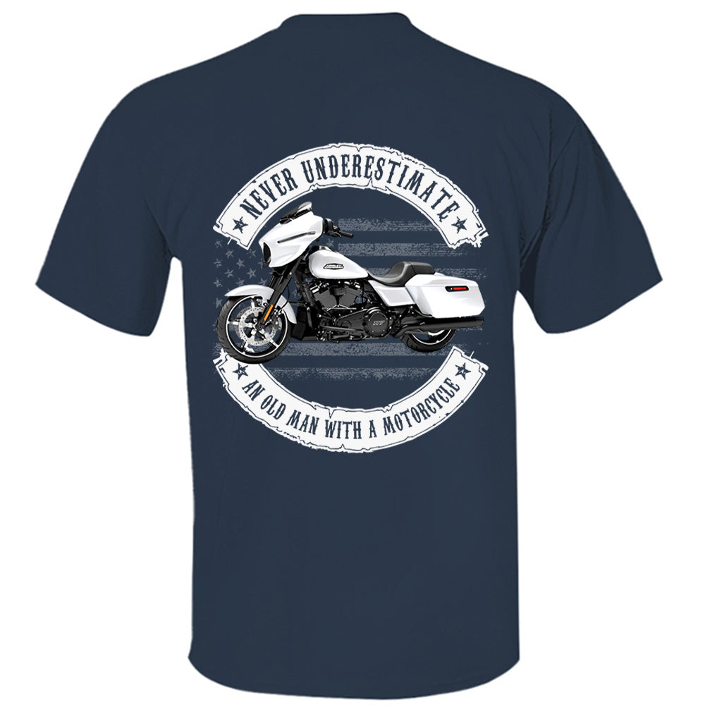 Never Underestimate An Old Man With A Motorcycle - Personalized Upload Vehicle Photo For Biker A2110