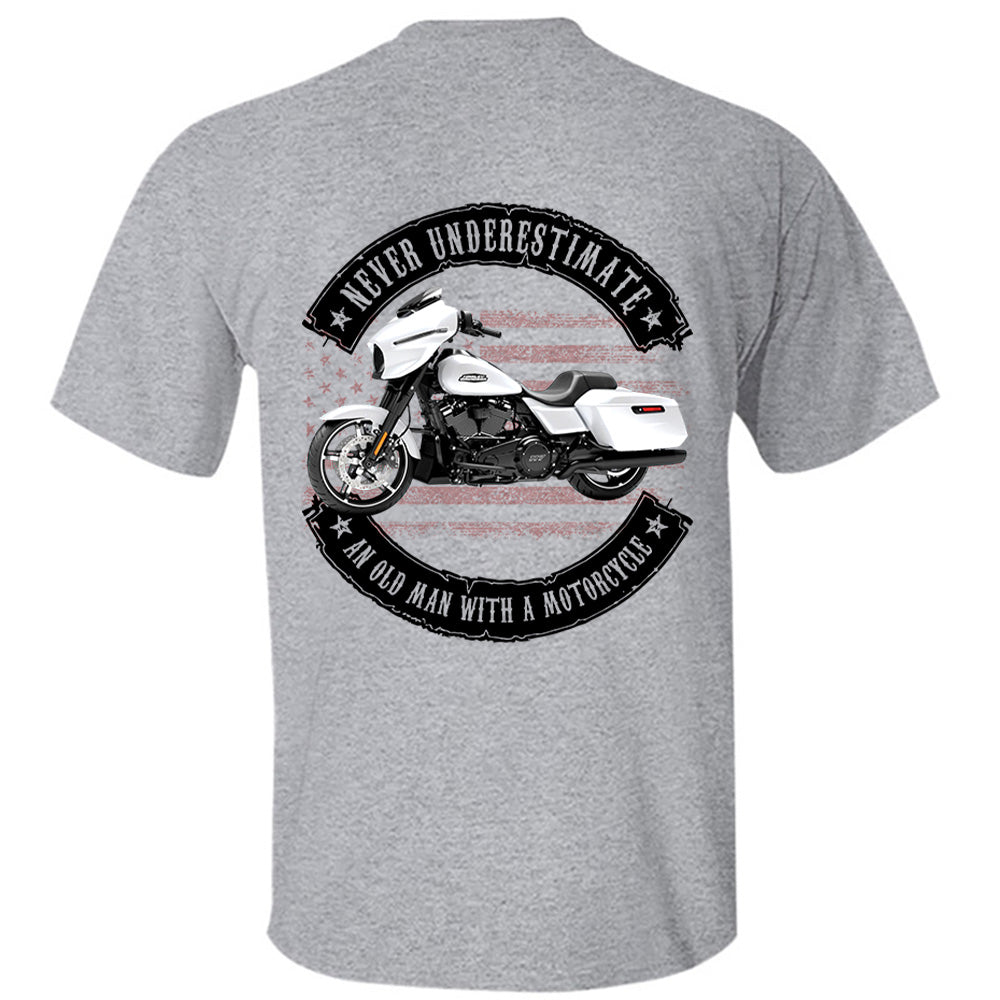 Never Underestimate An Old Man With A Motorcycle - Personalized Upload Vehicle Photo For Biker A2110