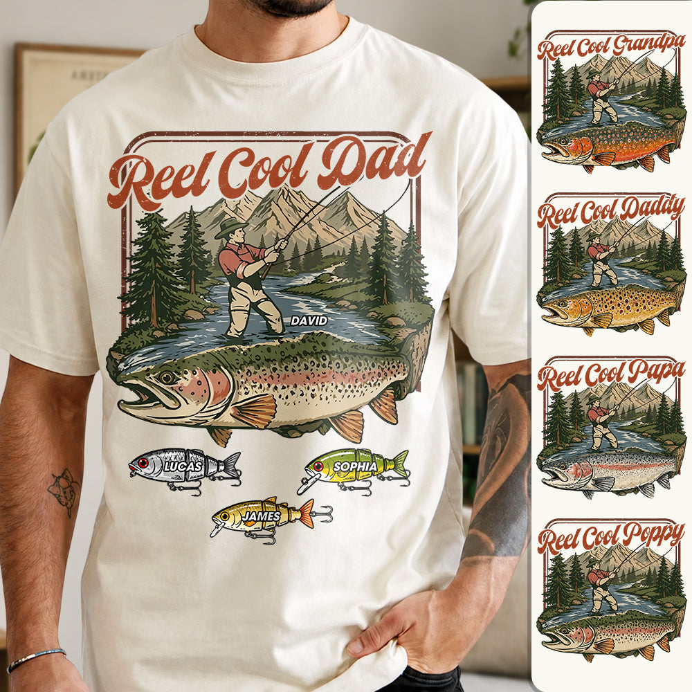 Reel Cool Dad, Personalized Comfort Colors Vintage Retro Fishing Shirt, Gift For Fathers Day, Gift For Dad Husband Grandpa MI209 Hv01