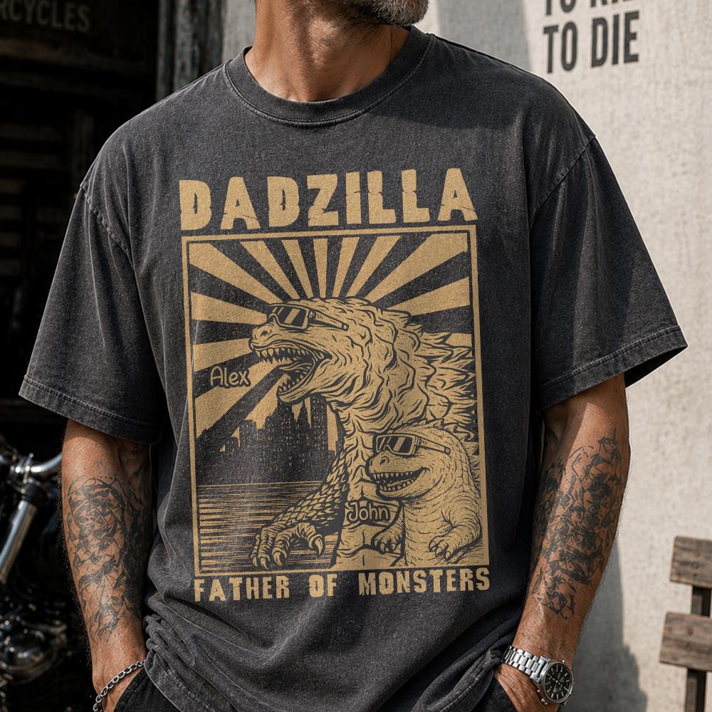 Dadzilla Father Of Monsters Personalized Dadzilla T-Shirt Father Day Gifts for Dad Funny Papa Tshirt Cool Daddy Dinosaur Tee Na02 Nh00