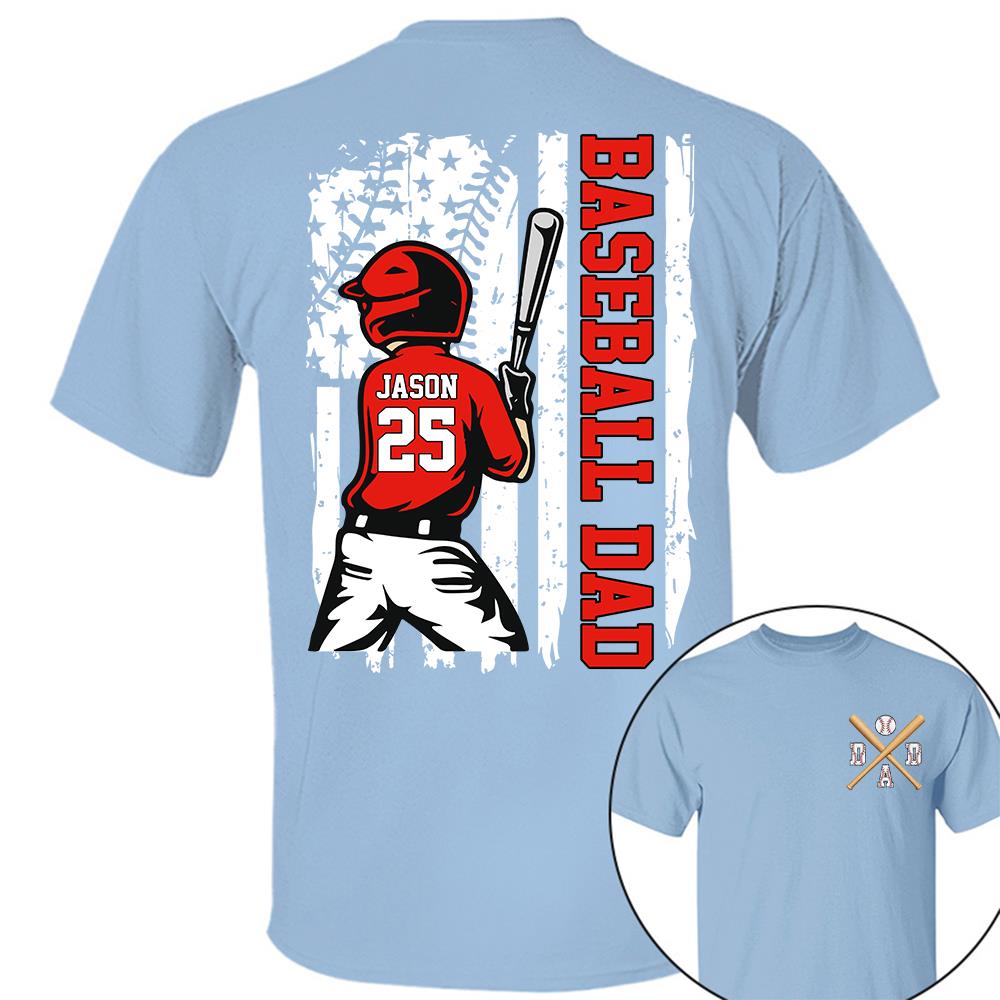 Best Dad Ever Personalized Ballpark Dad Shirt, Custom Baseball Softball Dad Tee, Father's Day Gift Na02 Hv01