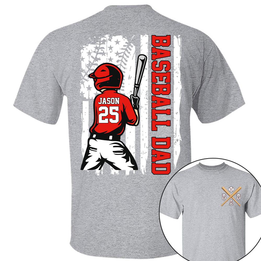 Best Dad Ever Personalized Ballpark Dad Shirt, Custom Baseball Softball Dad Tee, Father's Day Gift Na02 Hv01