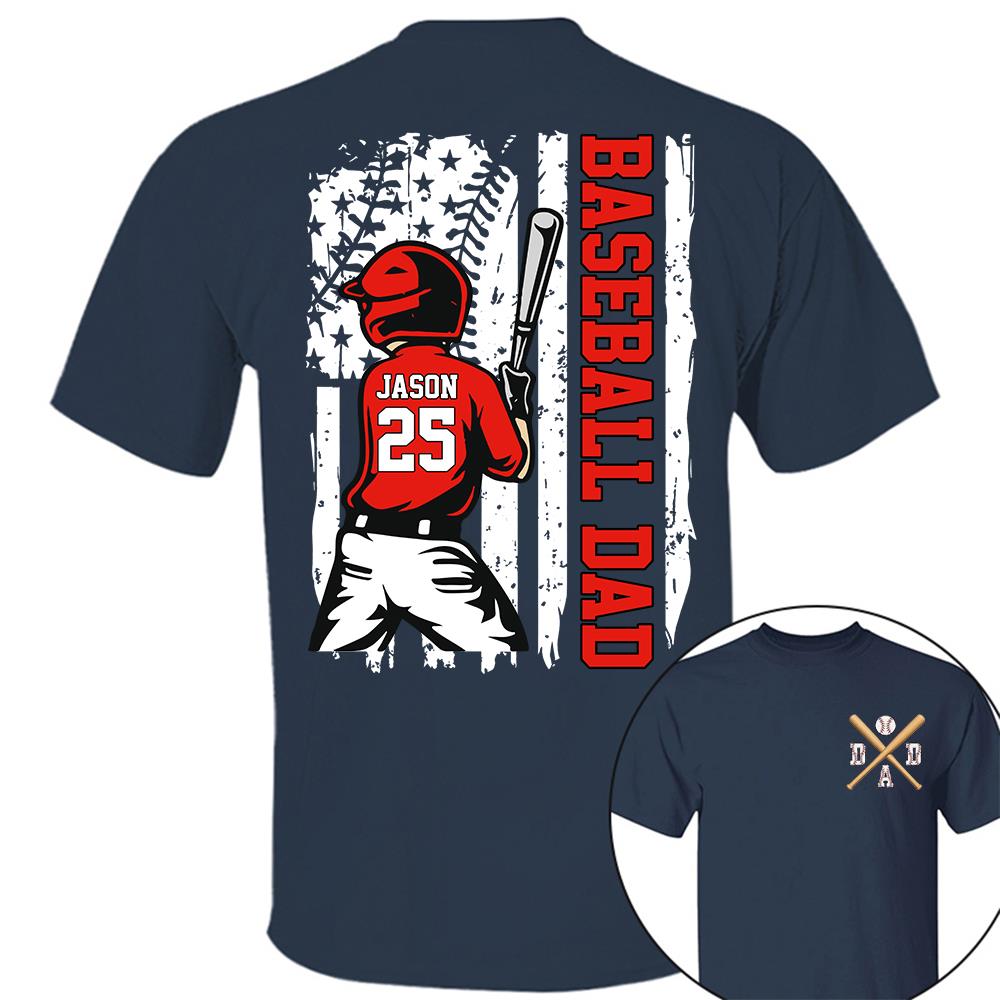 Best Dad Ever Personalized Ballpark Dad Shirt, Custom Baseball Softball Dad Tee, Father's Day Gift Na02 Hv01