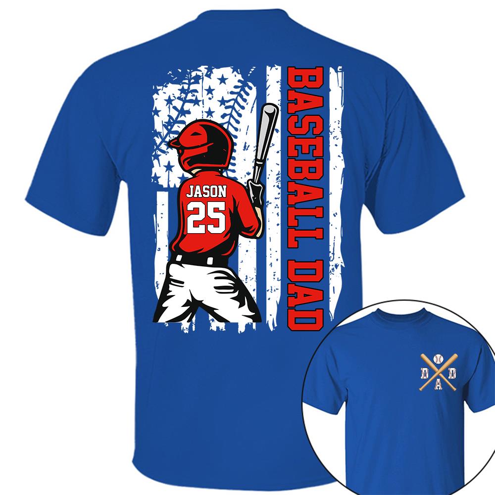 Best Dad Ever Personalized Ballpark Dad Shirt, Custom Baseball Softball Dad Tee, Father's Day Gift Na02 Hv01