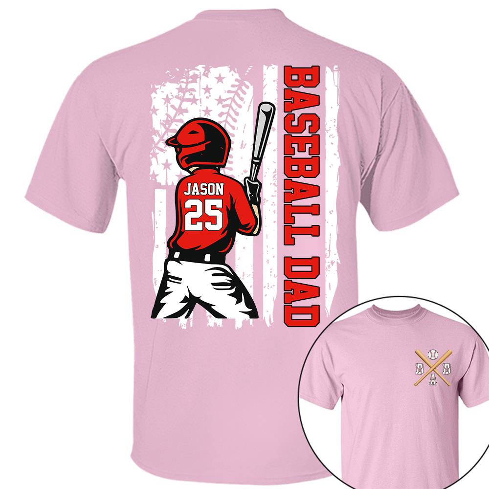 Best Dad Ever Personalized Ballpark Dad Shirt, Custom Baseball Softball Dad Tee, Father's Day Gift Na02 Hv01