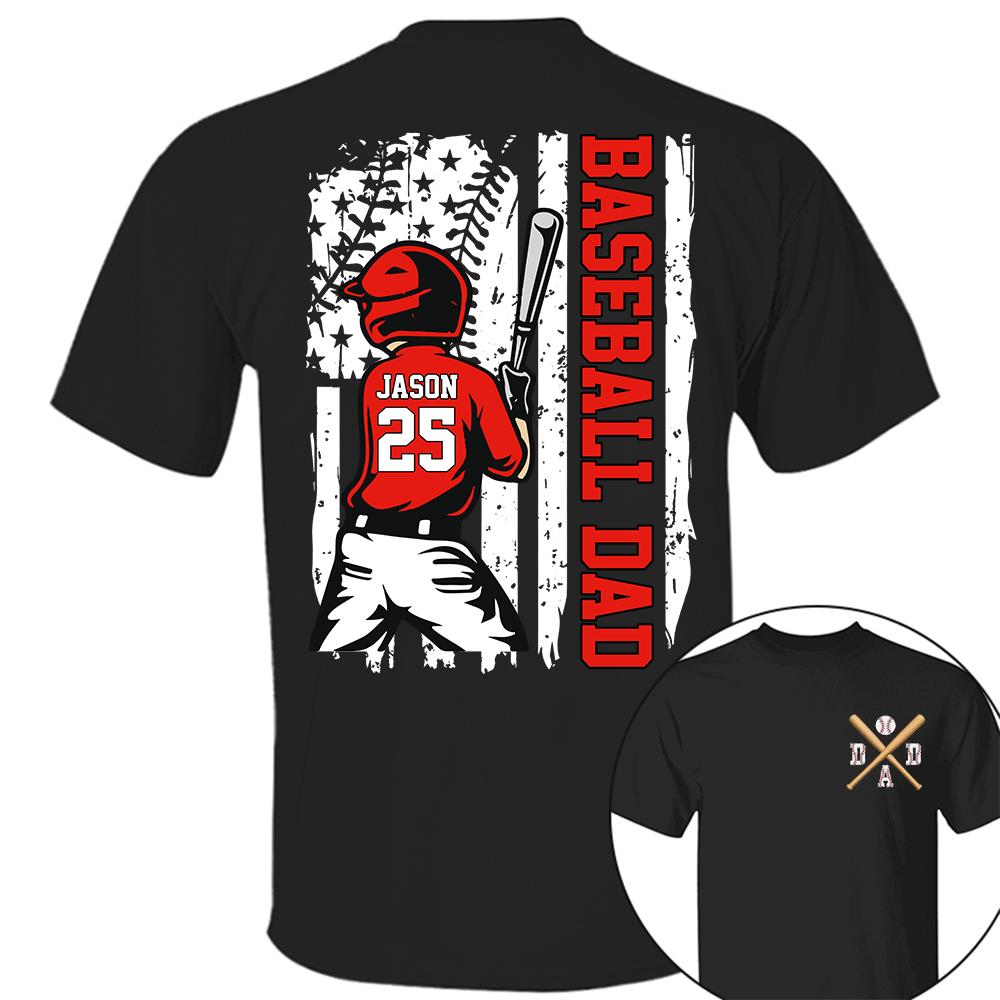 Best Dad Ever Personalized Ballpark Dad Shirt, Custom Baseball Softball Dad Tee, Father's Day Gift Na02 Hv01