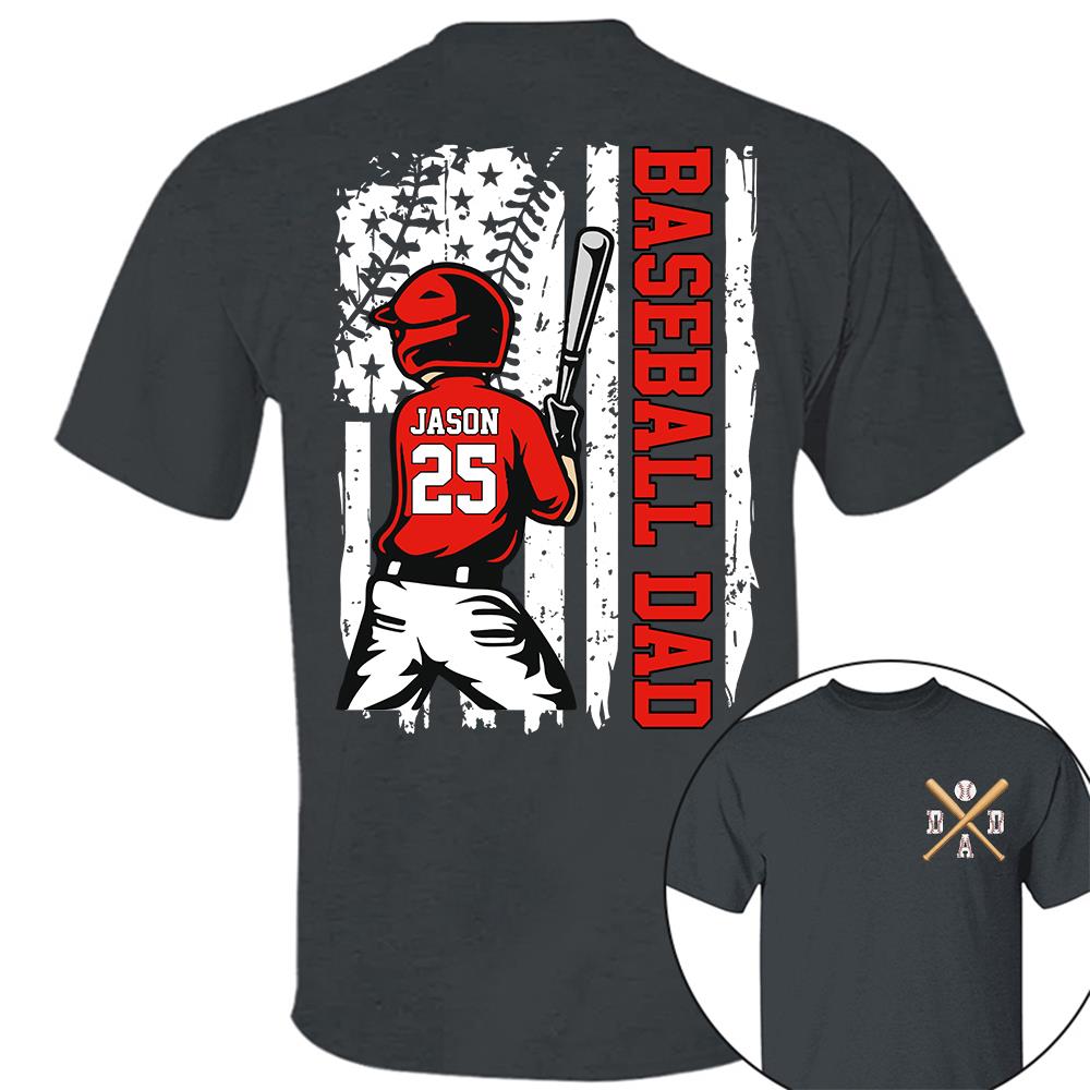 Best Dad Ever Personalized Ballpark Dad Shirt, Custom Baseball Softball Dad Tee, Father's Day Gift Na02 Hv01