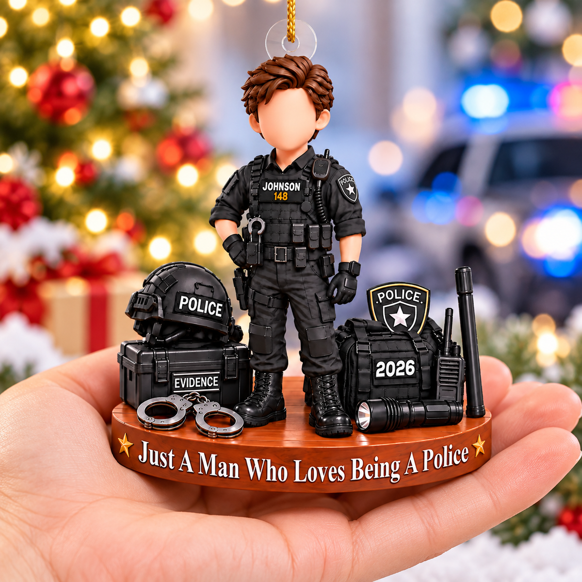 Custom Police Officer Christmas Ornament, Sheriff Bulletproof Vest,  Police Gift L0411 VH01