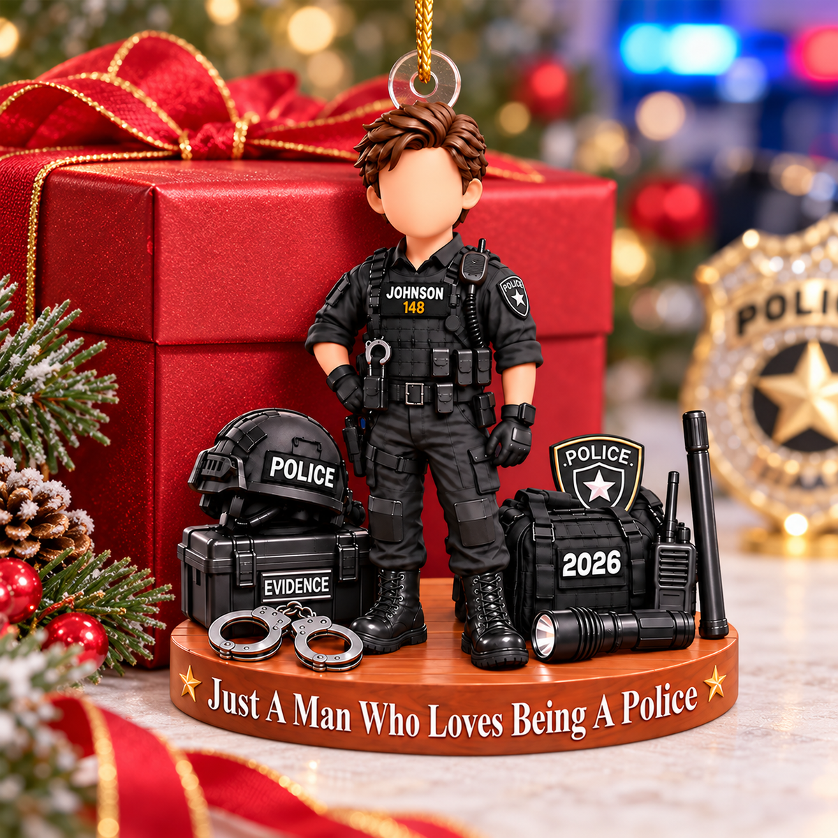 Custom Police Officer Christmas Ornament, Sheriff Bulletproof Vest,  Police Gift L0411 VH01