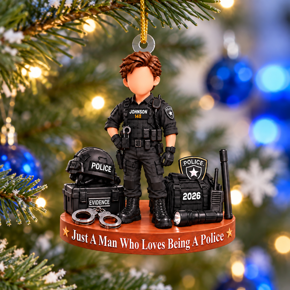 Custom Police Officer Christmas Ornament, Sheriff Bulletproof Vest,  Police Gift L0411 VH01