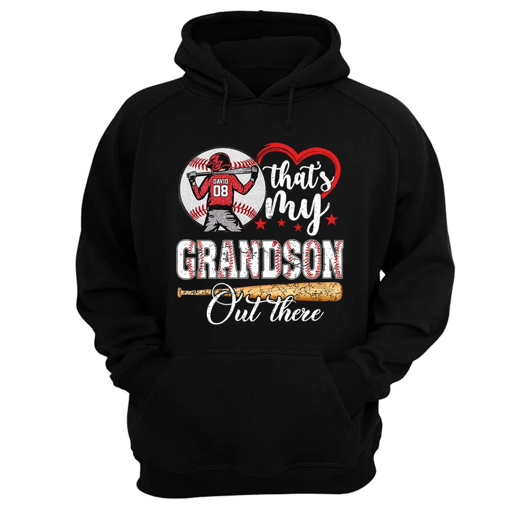 That's My Grandson Out There Personalized Baseball Softball Dad Grandpa Shirt For Sport Family Father's Day Gift T1807 Nh00