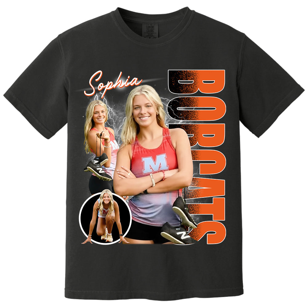 Custom Photo Track & Field Player Shirt - Personalized Team Name School Name Bootleg Shirt Na02 Li29