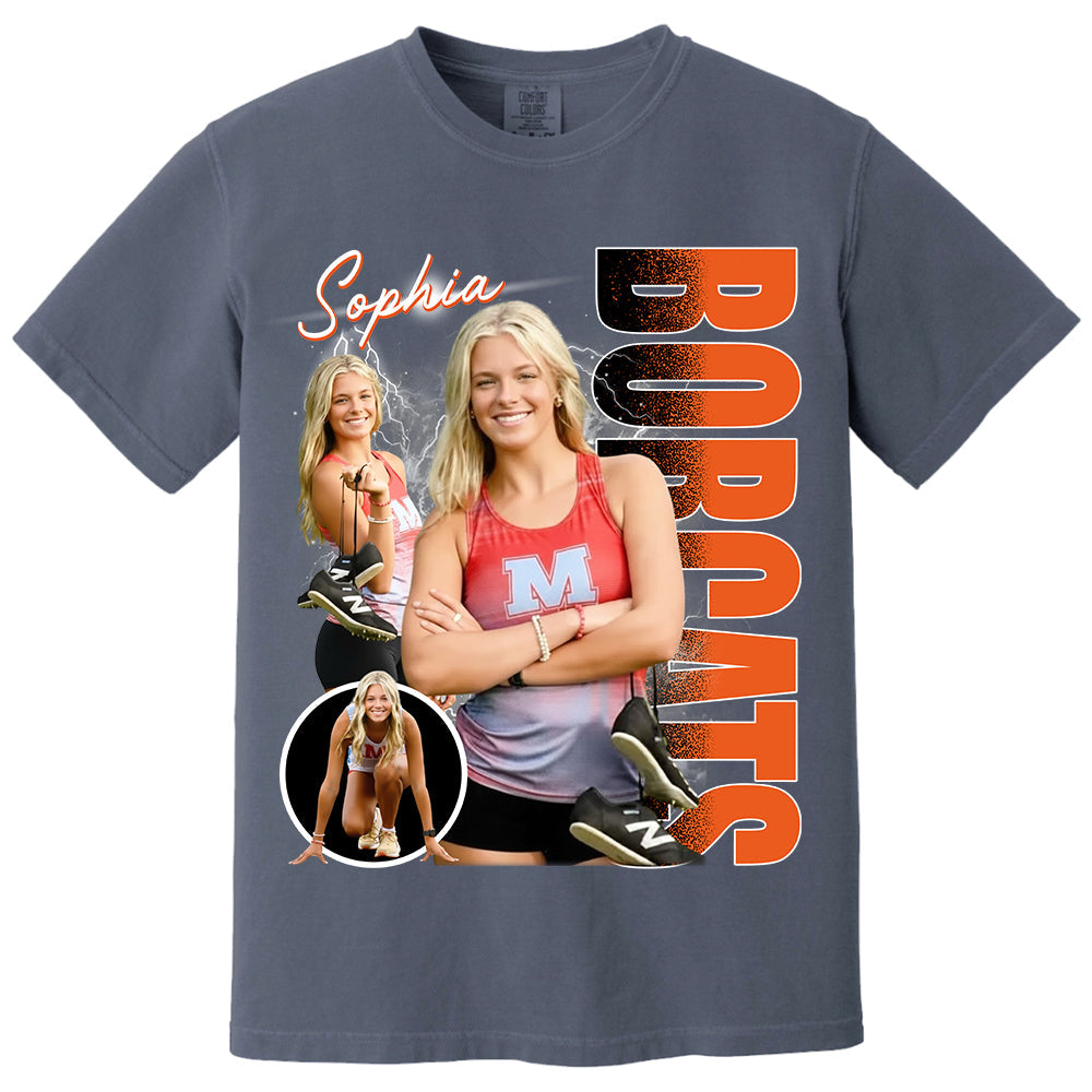 Custom Photo Track & Field Player Shirt - Personalized Team Name School Name Bootleg Shirt Na02 Li29