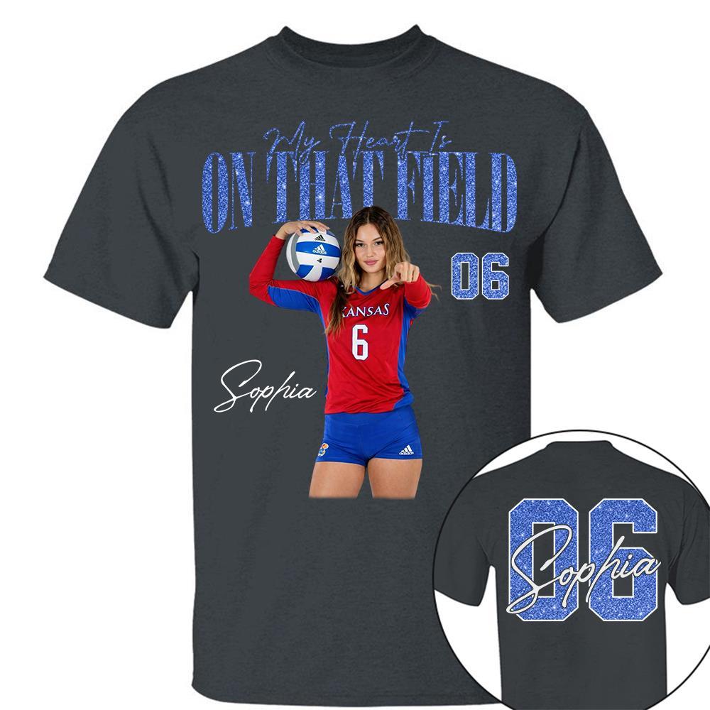 My Heart Is On That Field - Personalized Washed Tee Retro Bootleg Shirt - Gift For Volleyball Lovers T1807 Hv01