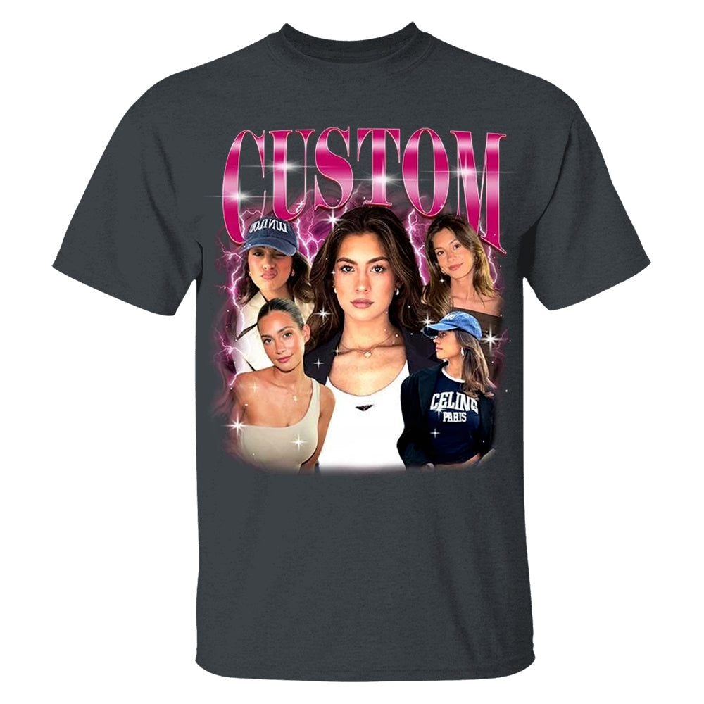 Custom Girlfriend T-Shirt, Custom Bootleg Shirt, Custom 90s Shirt With Girlfriend Wife Face Photo Vintage Shirts, Valentine Gifts For Him