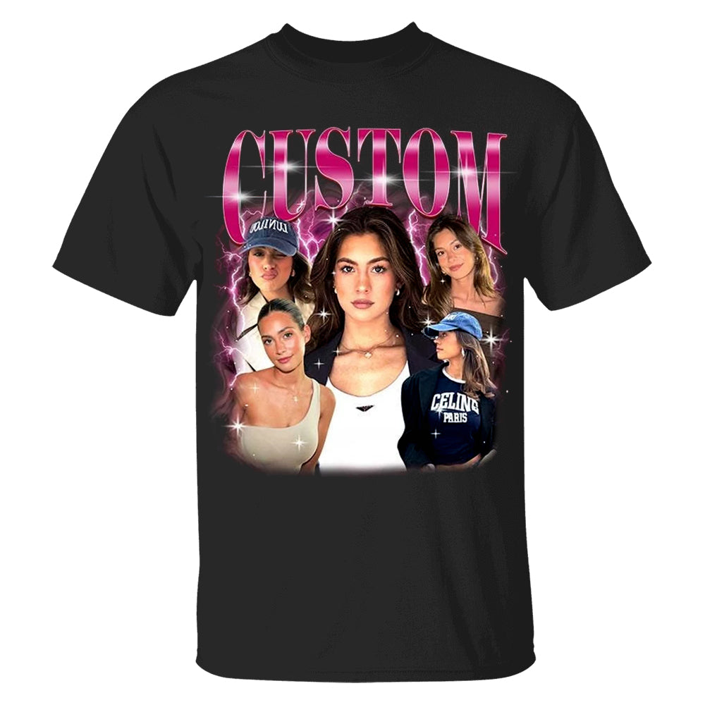 Custom Girlfriend T-Shirt, Custom Bootleg Shirt, Custom 90s Shirt With Girlfriend Wife Face Photo Vintage Shirts, Valentine Gifts For Him