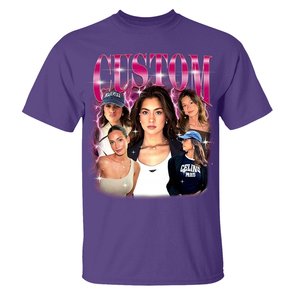 Custom Girlfriend T-Shirt, Custom Bootleg Shirt, Custom 90s Shirt With Girlfriend Wife Face Photo Vintage Shirts, Valentine Gifts For Him