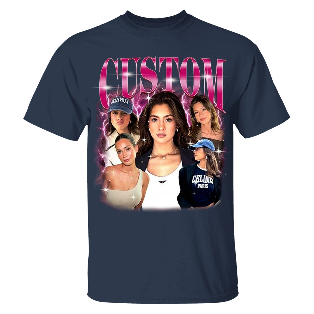 Custom Girlfriend T-Shirt, Custom Bootleg Shirt, Custom 90s Shirt With Girlfriend Wife Face Photo Vintage Shirts, Valentine Gifts For Him