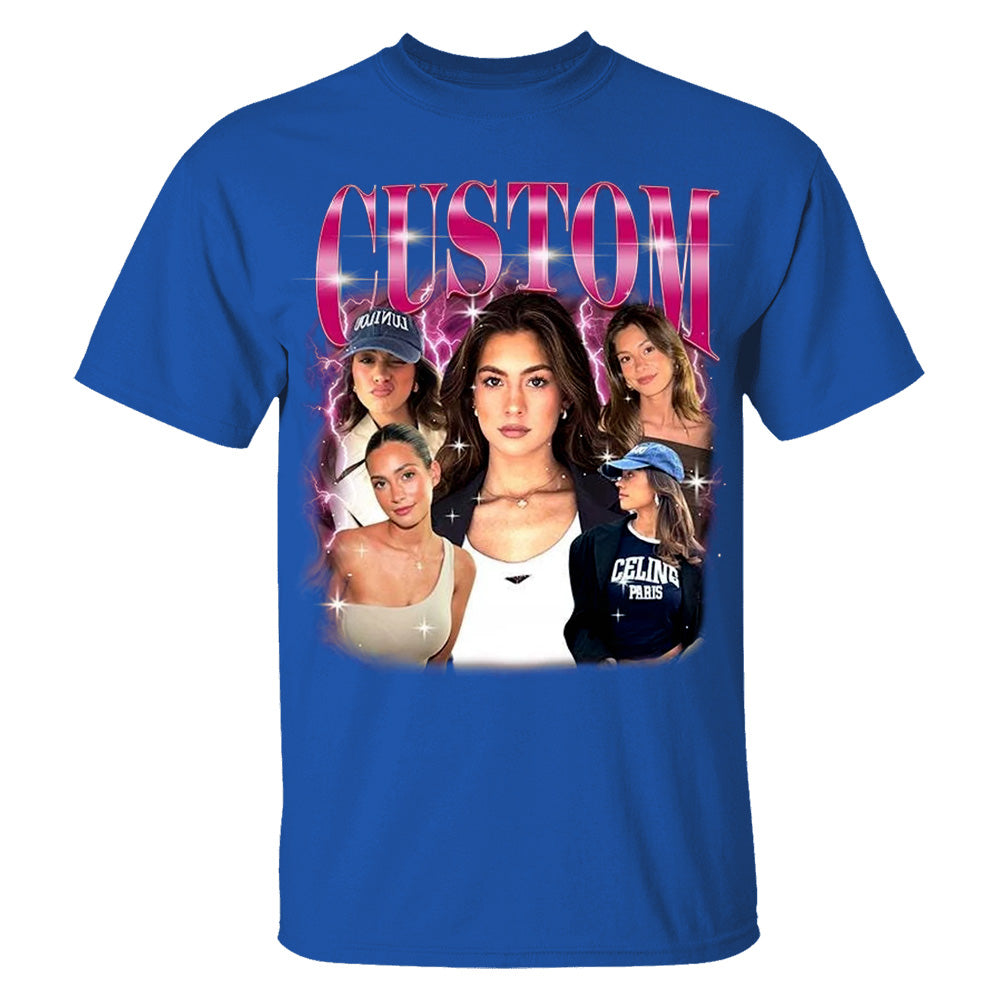 Custom Girlfriend T-Shirt, Custom Bootleg Shirt, Custom 90s Shirt With Girlfriend Wife Face Photo Vintage Shirts, Valentine Gifts For Him