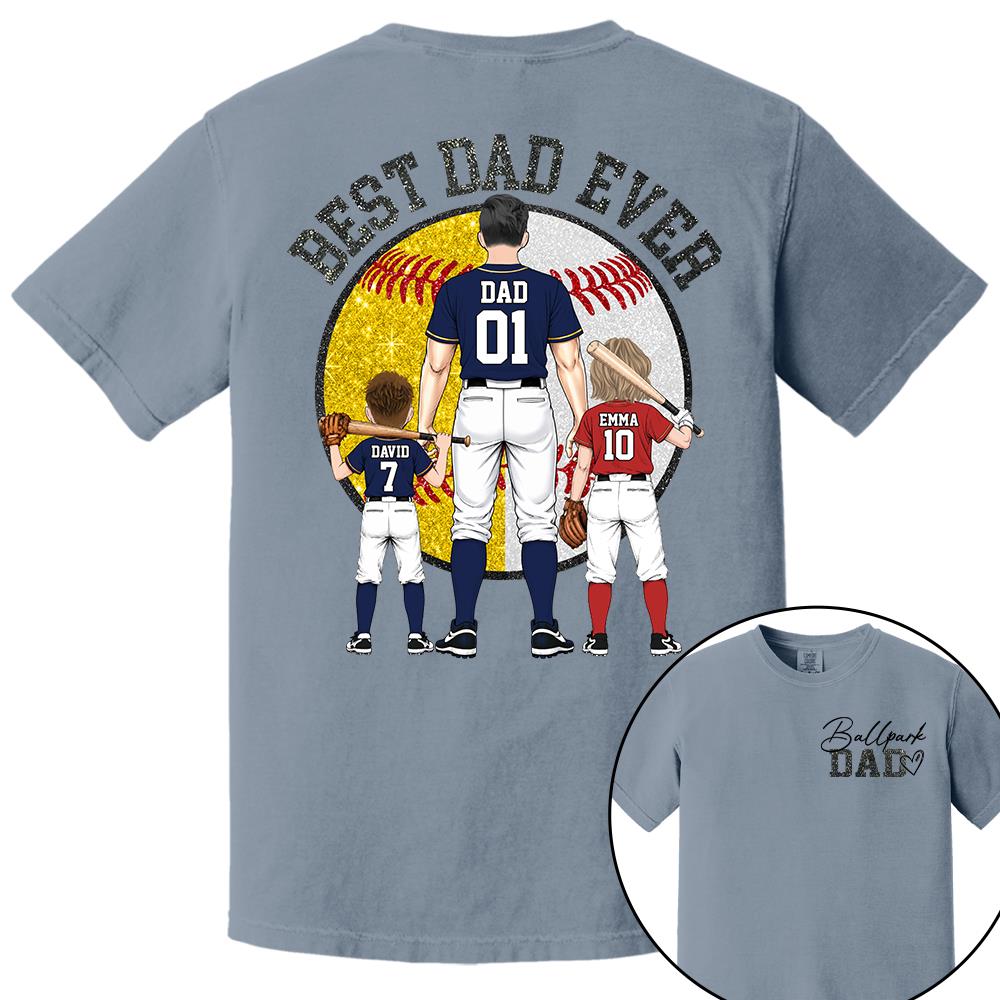 Best Dad Ever Baseball Shirt – Personalized Dad & Kids Shirt, Father’s Day Gift for Baseball, Softball Dad Na02 Nh00