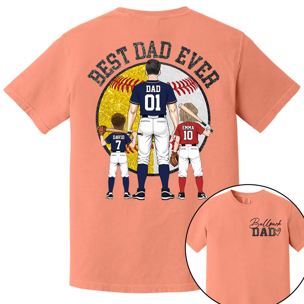 Best Dad Ever Baseball Shirt – Personalized Dad & Kids Shirt, Father’s Day Gift for Baseball, Softball Dad Na02 Nh00