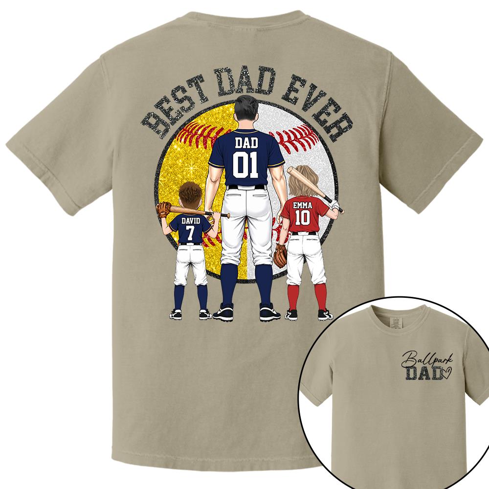 Best Dad Ever Baseball Shirt – Personalized Dad & Kids Shirt, Father’s Day Gift for Baseball, Softball Dad Na02 Nh00
