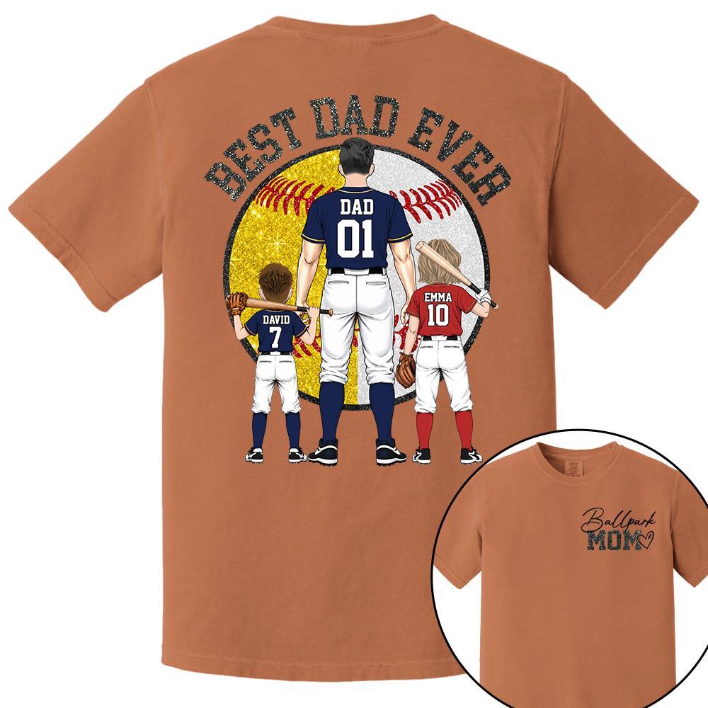 Best Dad Ever Baseball Shirt – Personalized Dad & Kids Shirt, Father’s Day Gift for Baseball, Softball Dad Na02 Nh00