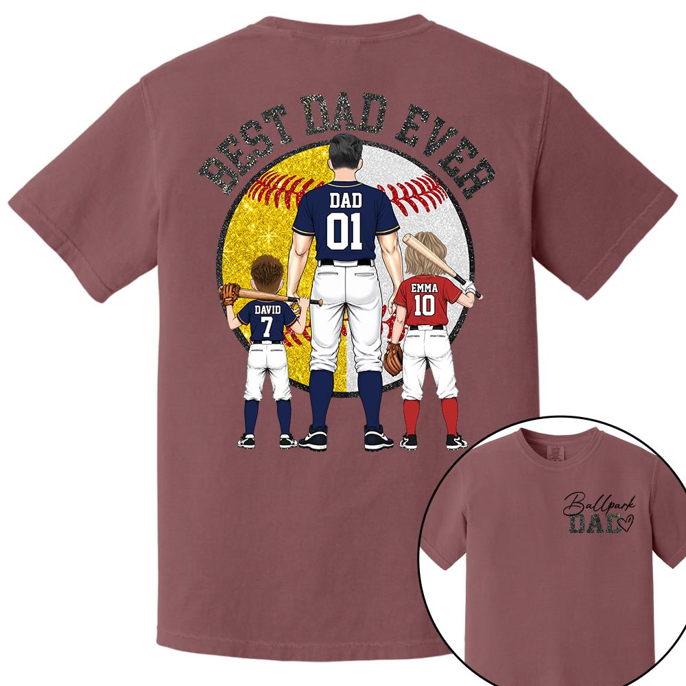 Best Dad Ever Baseball Shirt – Personalized Dad & Kids Shirt, Father’s Day Gift for Baseball, Softball Dad Na02 Nh00
