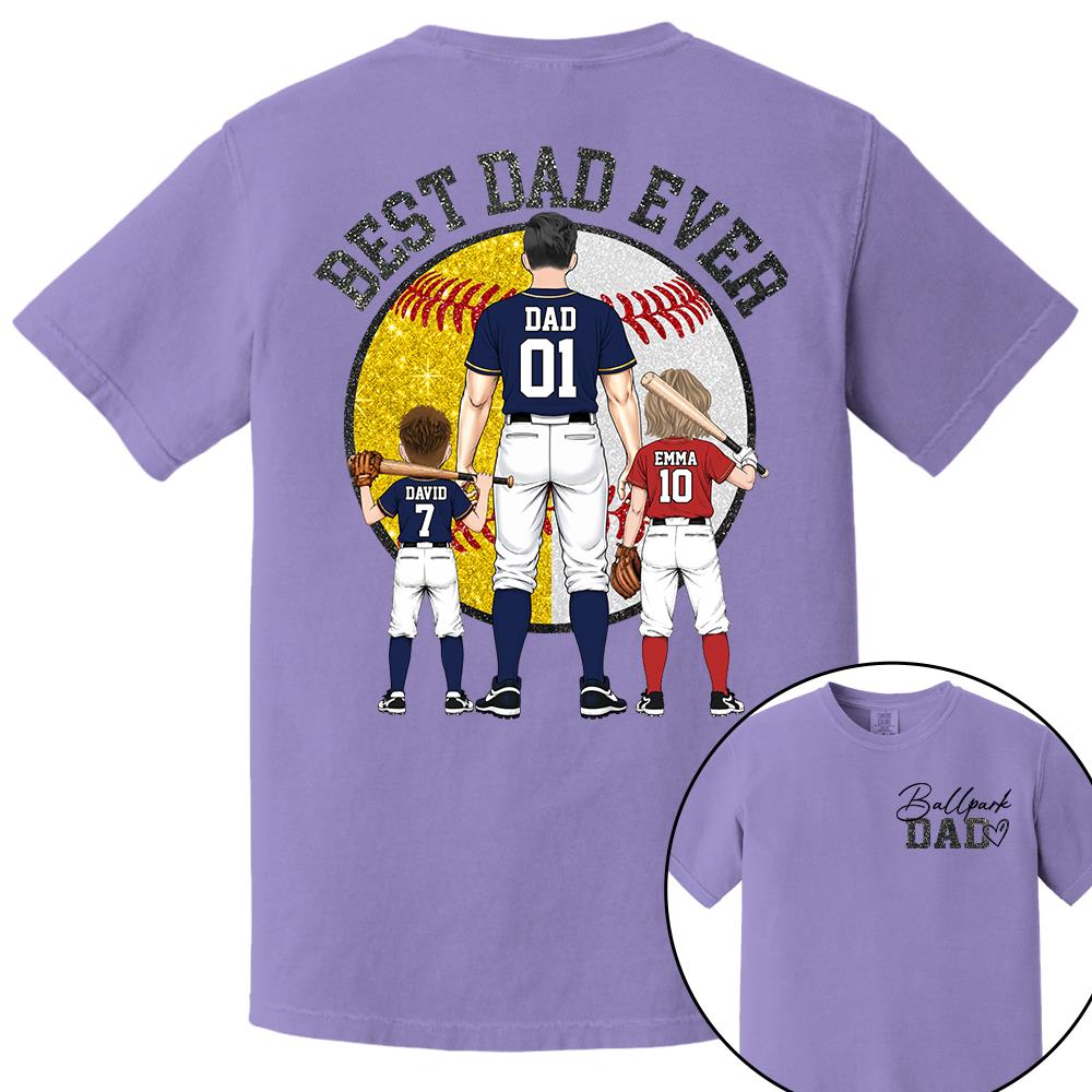 Best Dad Ever Baseball Shirt – Personalized Dad & Kids Shirt, Father’s Day Gift for Baseball, Softball Dad Na02 Nh00