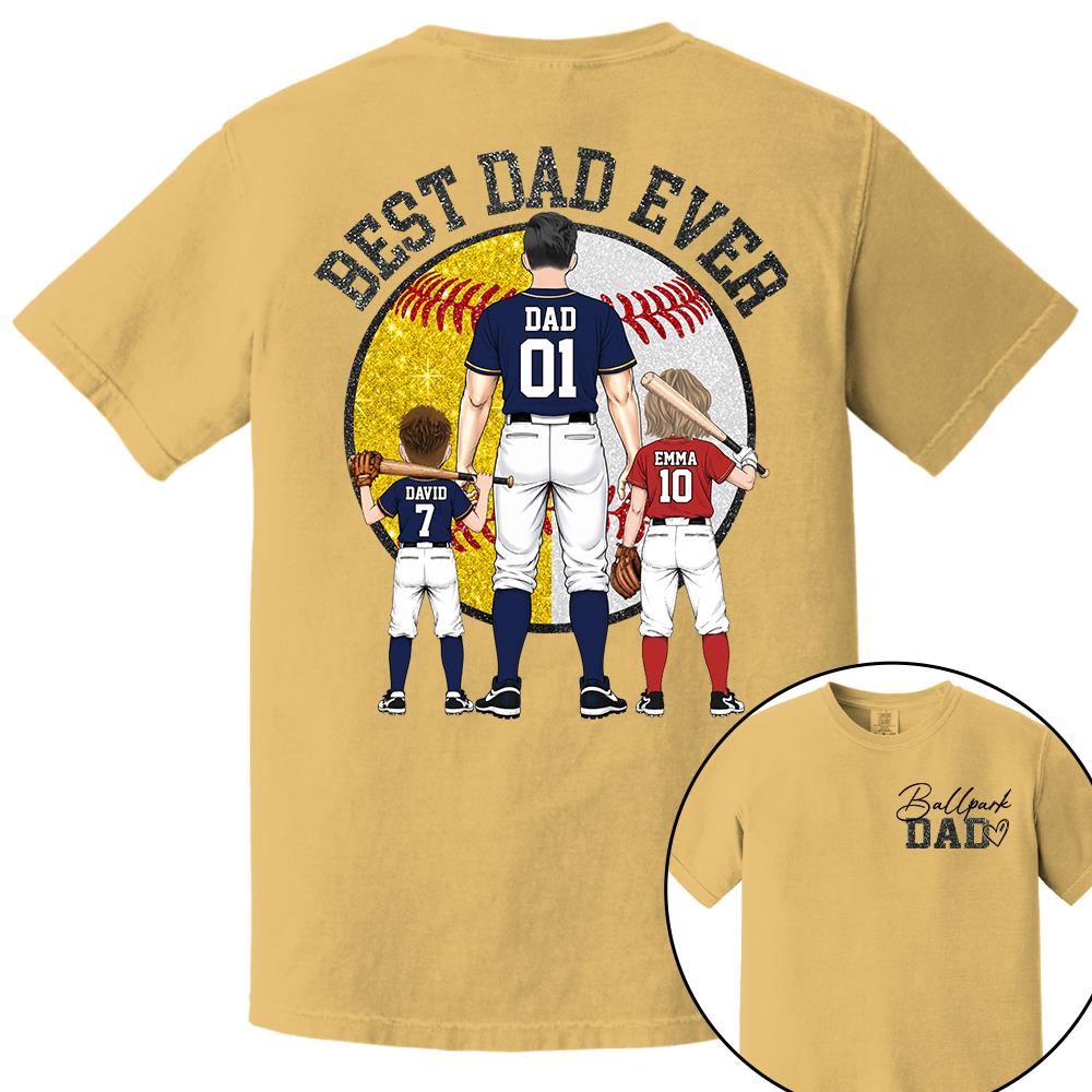 Best Dad Ever Baseball Shirt – Personalized Dad & Kids Shirt, Father’s Day Gift for Baseball, Softball Dad Na02 Nh00