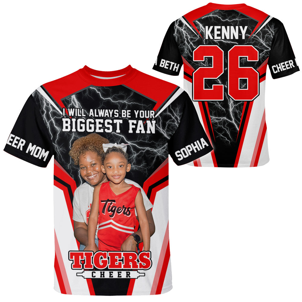Cheerleader I Will Always Be Your Biggest Fan Personalized All Over Print Shirt For Cheer Mom Grandma Cheer Family Game Day Shirt H2511 Trna
