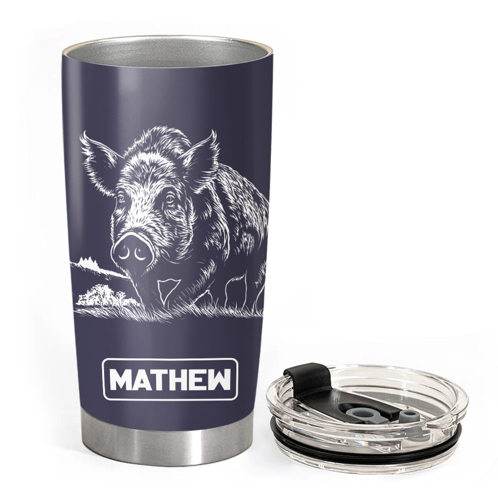 Wild Hog Hunting Gifts for Men, Him Personalized. Upload Photo Tumbler Landing Mallard Waterfowl Hunter Gift, Christmas Gifts for Husband, Dad, Father's Day Pt99