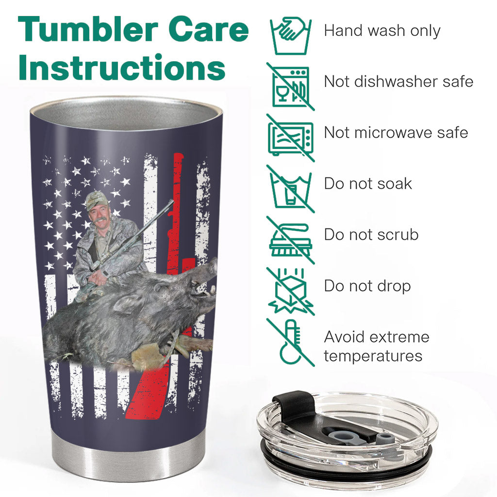 Wild Hog Hunting Gifts for Men, Him Personalized. Upload Photo Tumbler Landing Mallard Waterfowl Hunter Gift, Christmas Gifts for Husband, Dad, Father's Day Pt99