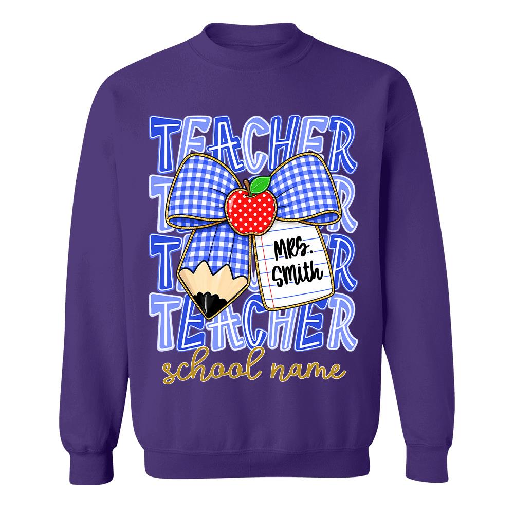 Personalized Coquette Bow Teacher Para Librarian Counselor Appreciation Back to School, Custom Job Title Teacher Name, Gifts For Teacher MI209 Hv01
